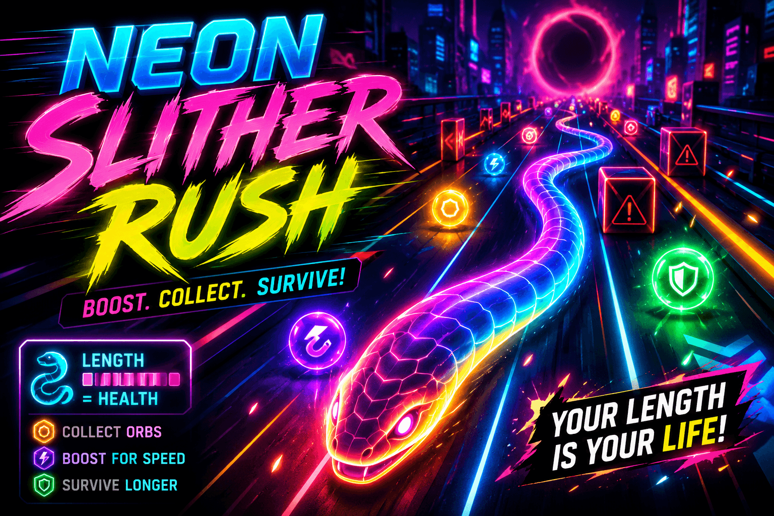 Neon Slither Rush free online game